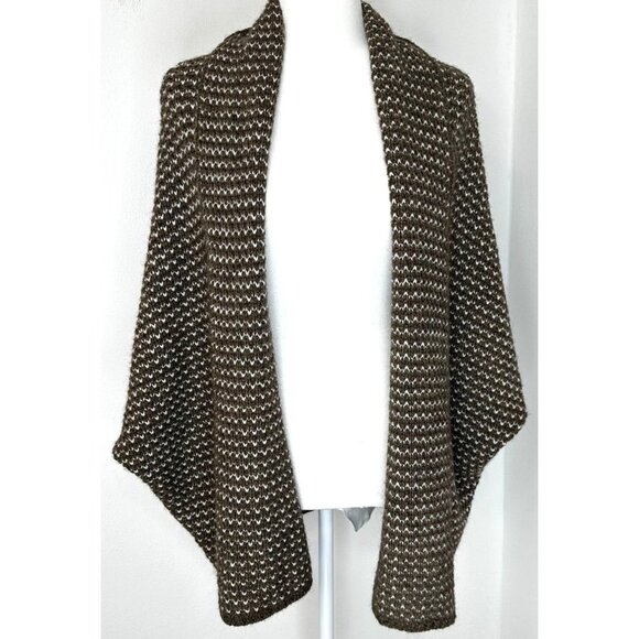 Lineamaglia Wool Alpaca Dolman Open Front Cardigan Women Size Medium Brown Italy - Picture 1 of 9